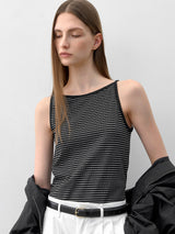 (Z-T-6819)ESSENTIAL STRIPE SLEEVELESS TEE