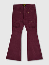 Curved Cargo Flare Pants (Wine)
