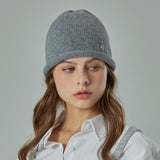 VA Curved Oval Metal Roll-Up Beanie / Melange Gray