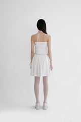 Chiffon smock shirring dress (WHITE)