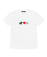 パピーハートキャットスリム半袖Tシャツ_ホワイト