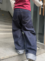 ユニセックスアズマデイリーステッチセルヴィッジデニムパンツ