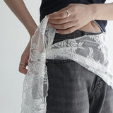 [Roizle] Flower Lace See-Through Layered Skirt