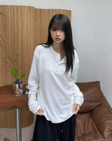 パラ ソフト ヘンリー ネック ロング スリーブ Tシャツ