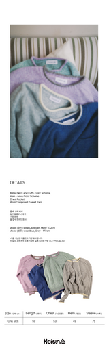 Dusty Wool Knit Pullover Dusty Blue