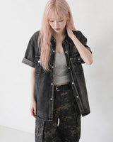 (UNISEX)スラブデニムオーバーシャツ