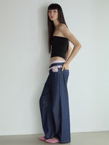 Frill Block Pants_Deep Blue