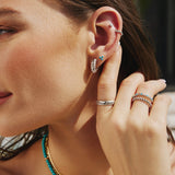 small textured hoop rhodium plating + 925 silver earrings E063-03H