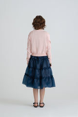 Slim round cardigan_pink