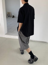 ツータックワイドバンディングハーフパンツ　2色