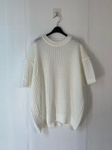 メッシュラウンド半袖ニット 3C
