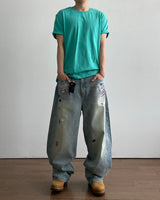 Sticker Print Denim Pants