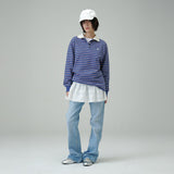 ストライプカラーTシャツ  (Blue)
