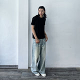 Washed Fade Wide Jeans
