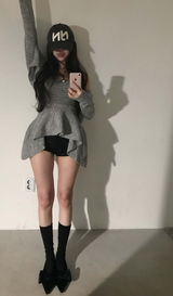 wave asymmetric flare knit cd + top set