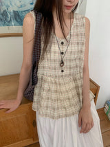 26SS★ [BAONHAUS] Korine Flower Shirring Sleeveless Blouse