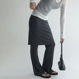[Rikella] Banding Midi Skirt Layered Bootcut Pants -3color