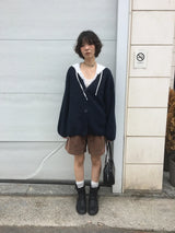 アモン フリル フーデッド ブラウス(2color)