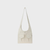 レザー2ポケットフラットバッグセット (White)