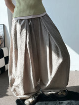 Er Checked Linen Balloon Fit Pants 3color