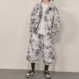 tiedye capri cargo shorts_white