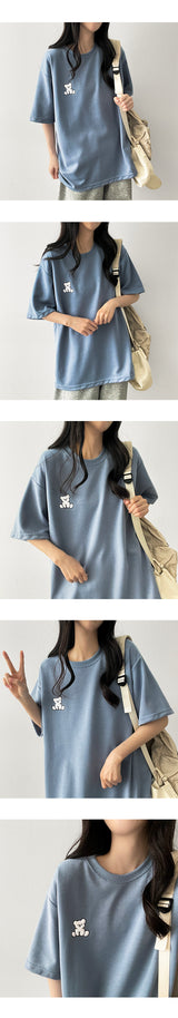 White Bear Embroidered Short-Sleeved T-shirt
