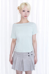 ワンショルダーシームディテール半袖Tシャツ
