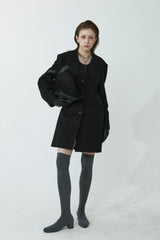 WOOL-LIKE LONG COAT_BLACK