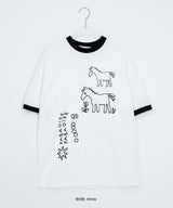 [unisex] モアブ ホース プリンティング リンガー ショート スリーブ ティー