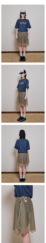 YELLOW CHECK LAYERED WRAP MIDI SKIRT