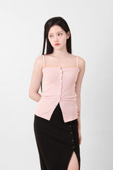 Button Sleeveless Top Pink