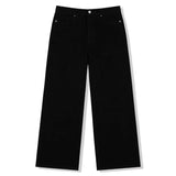 ベーシック ウォッシング ワイド コットン パンツ(black)