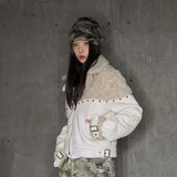 Rivet split stitching suede jacket