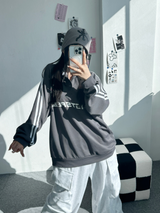 ラグランスリーストライプカラースウェットシャツ🖤🩶🤍 - 3 カラーズ