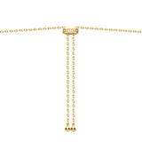 gold bezel cubic station 14k gold plating + 925 silver necklace N065-06G