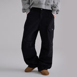 [Jerind] Pigment-Washed Panel Cargo Wide-Leg Pants (3 Colors)