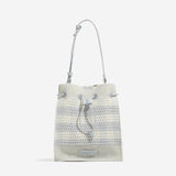 Drawstring Woven Bucket Shoulder Crossbody Bag