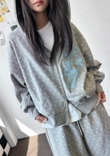 トイド ブルー ナンバー スター パッチ タトゥー ジップ フーディー 2カラー