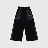 leather mix snap pants