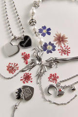 Silver pearl butterfly chocker