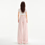 Cherry Blossom Pink Wide Leg Lyocell Denim Jeans