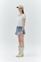KIRSH PLAIN SEMI WIDE DENIM SKIRT PANTS - LIGHT BLUE 