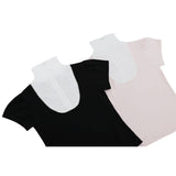 レースジップカラー半袖パフTシャツ(pink)