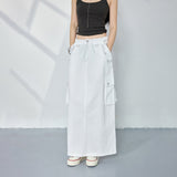 Utility Pocket H-Line Cargo Midi Skirt