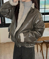[Reversible] Reversible leather fur jacket(2color)