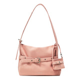 [SET] Medium Suede Buckle Hobo Shoulder Cross Bag _ Pink