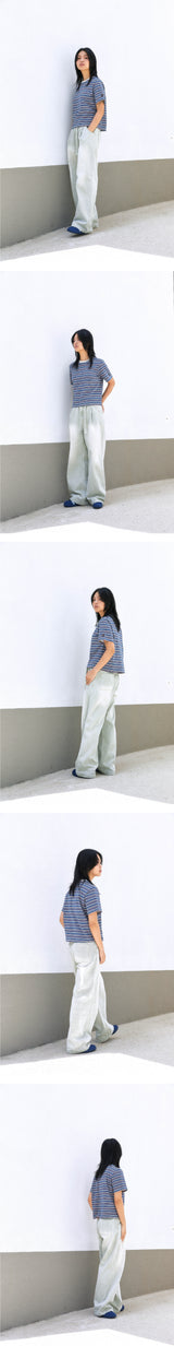 ALARM MULTI STRIPE T SHIRT BLUE_WOMAN