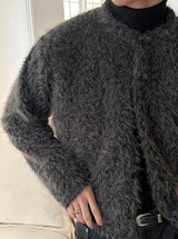 [Unisex] Hairy crop round knit cardigan(3color)
