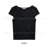 Laco Cap Sleeve Snap Button Crop Short Sleeve