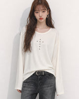 (UNISEX) Rivet Ribbed Long Sleeve